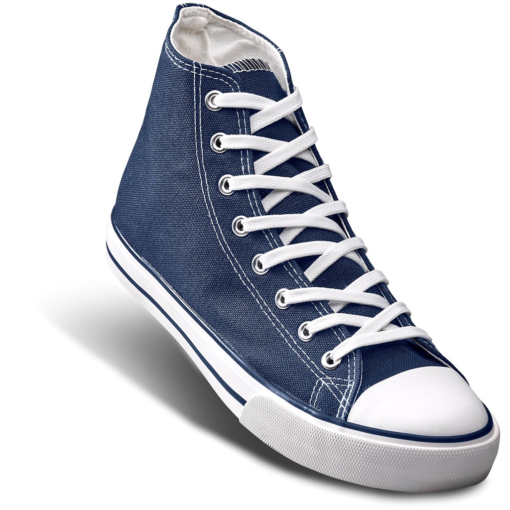 Unisex Retro High Top Canvas Sneaker - Navy