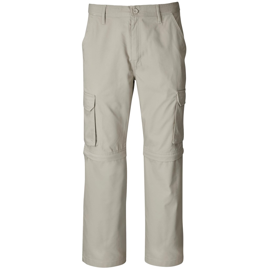 Mens Cargo Zip Off Pants - Stone