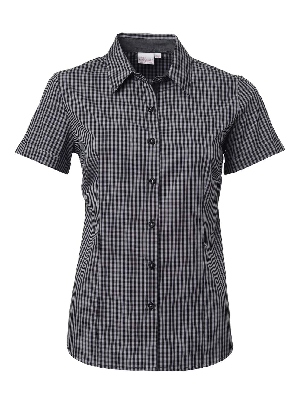 Ladies Heath K233 S/S Blouse - Black/Grey