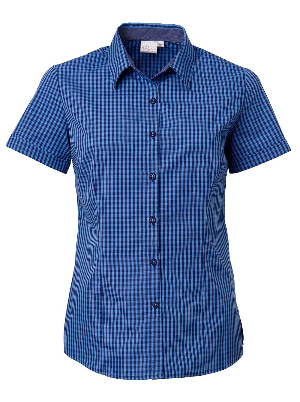 Ladies Heath K233 S/S Blouse - Blue/Navy
