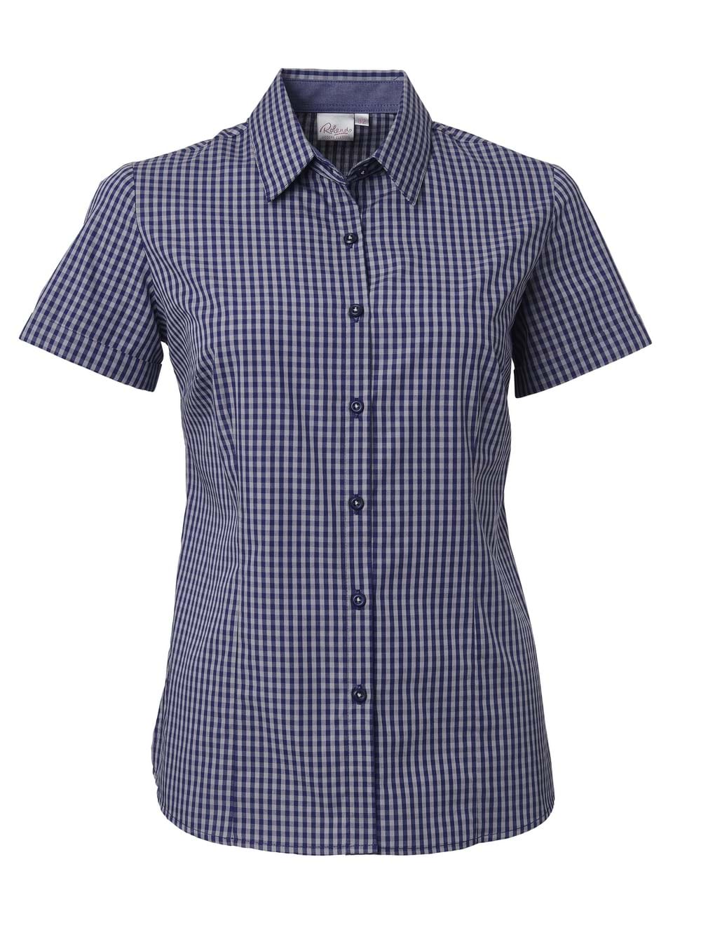 Ladies Heath K233 S/S Blouse - Navy/Grey