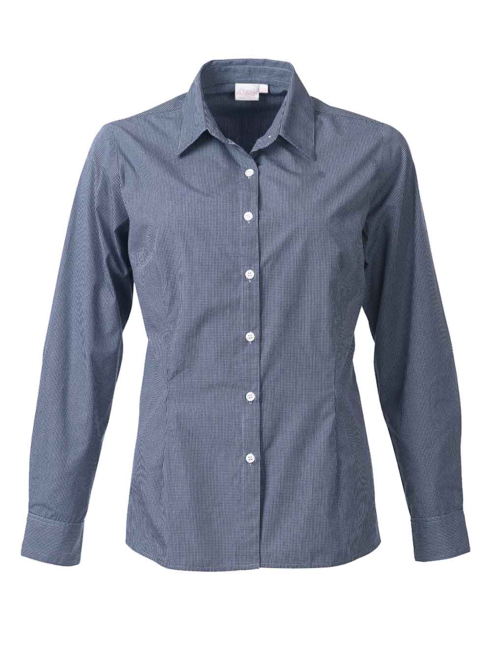 Ladies Sloane Minimal Check K262 L/S Blouse - Blue
