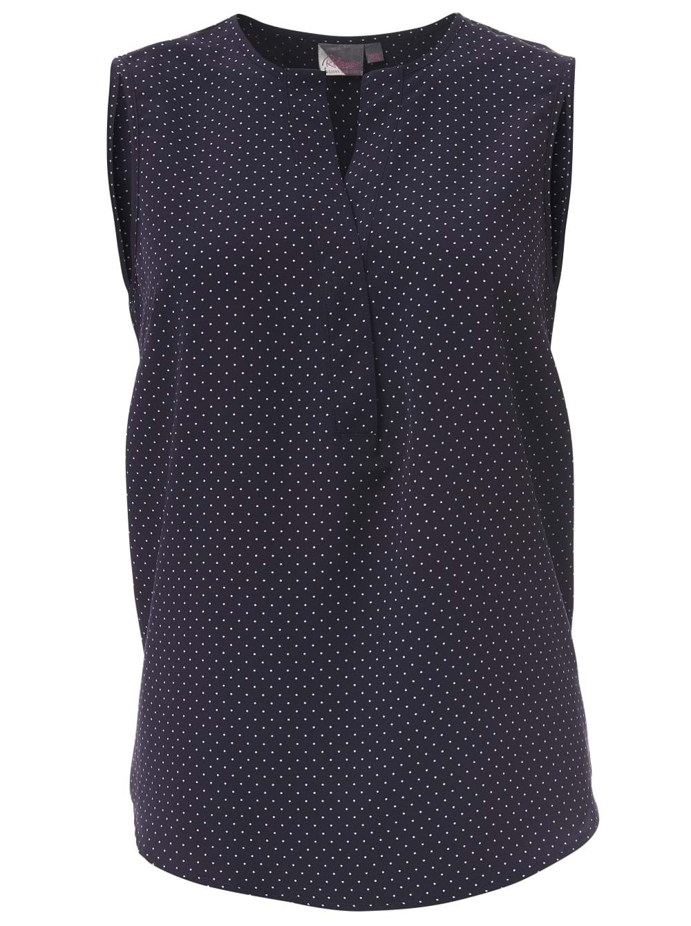 Kaylee K222 S/Less Blouse - Navy/White