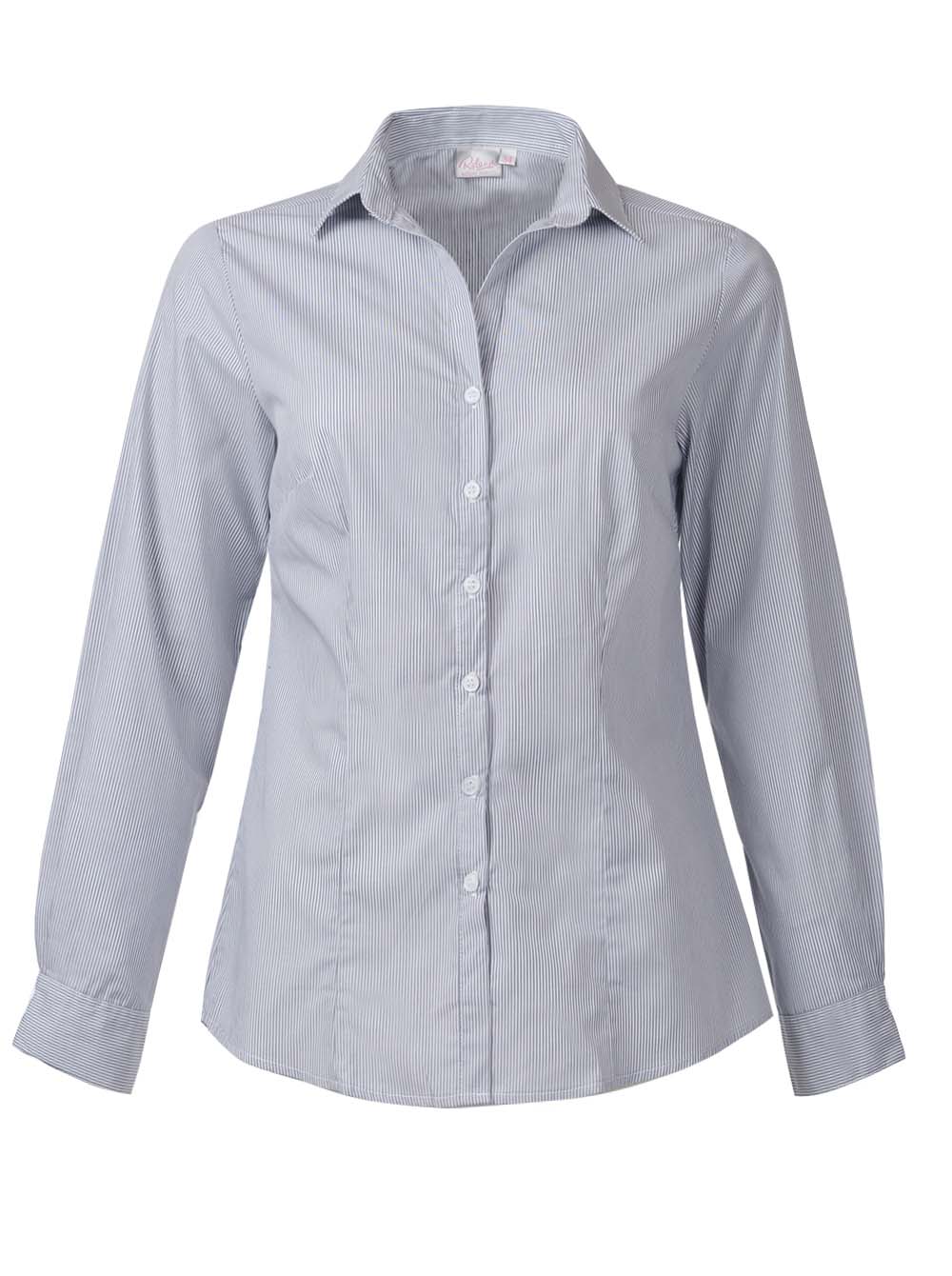 Lara K218- L/S Blouse - Grey/White Stripe