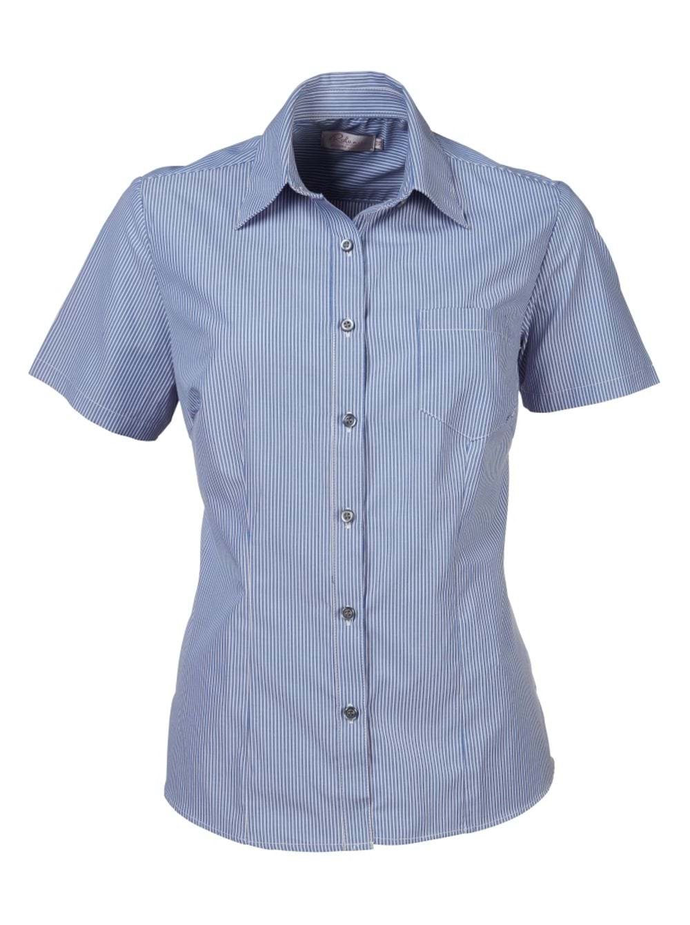Wendy K124 S/S Blouse - Blue/White