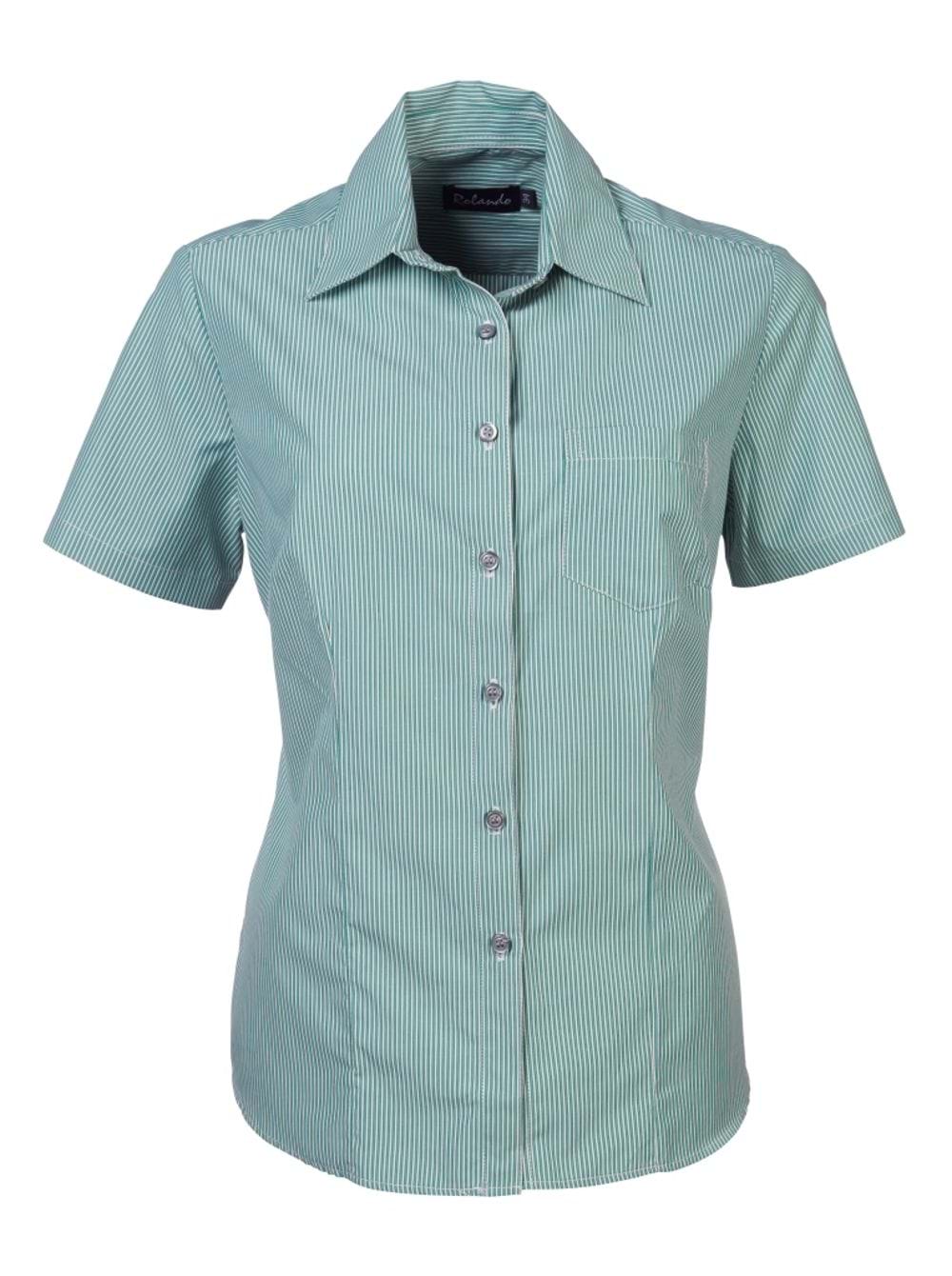 Wendy K124 S/S Blouse - Green/White