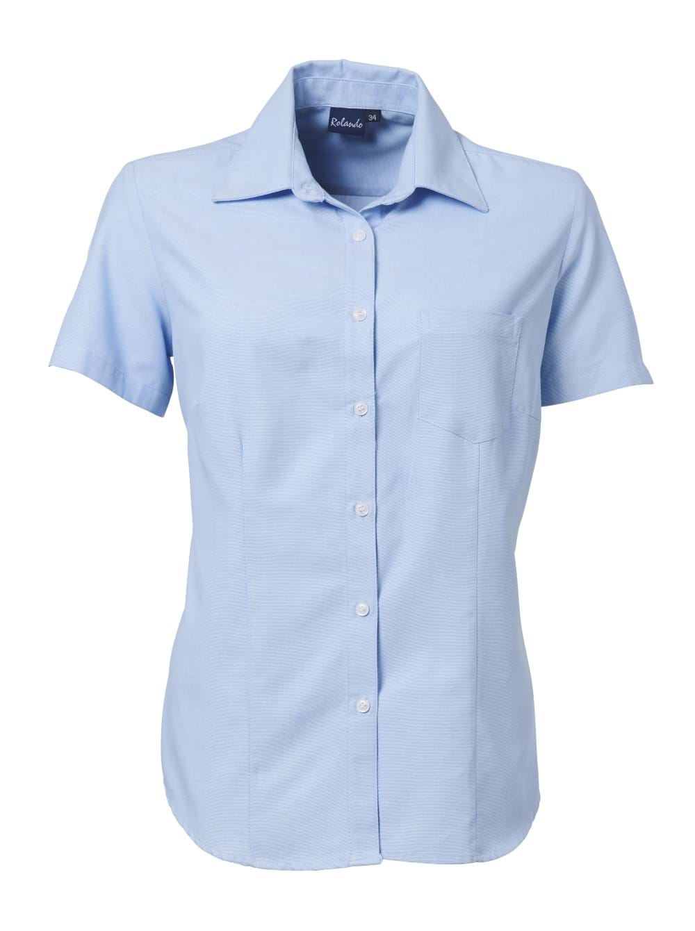 Wendy Oxford Weave S/S Blouse - Blue
