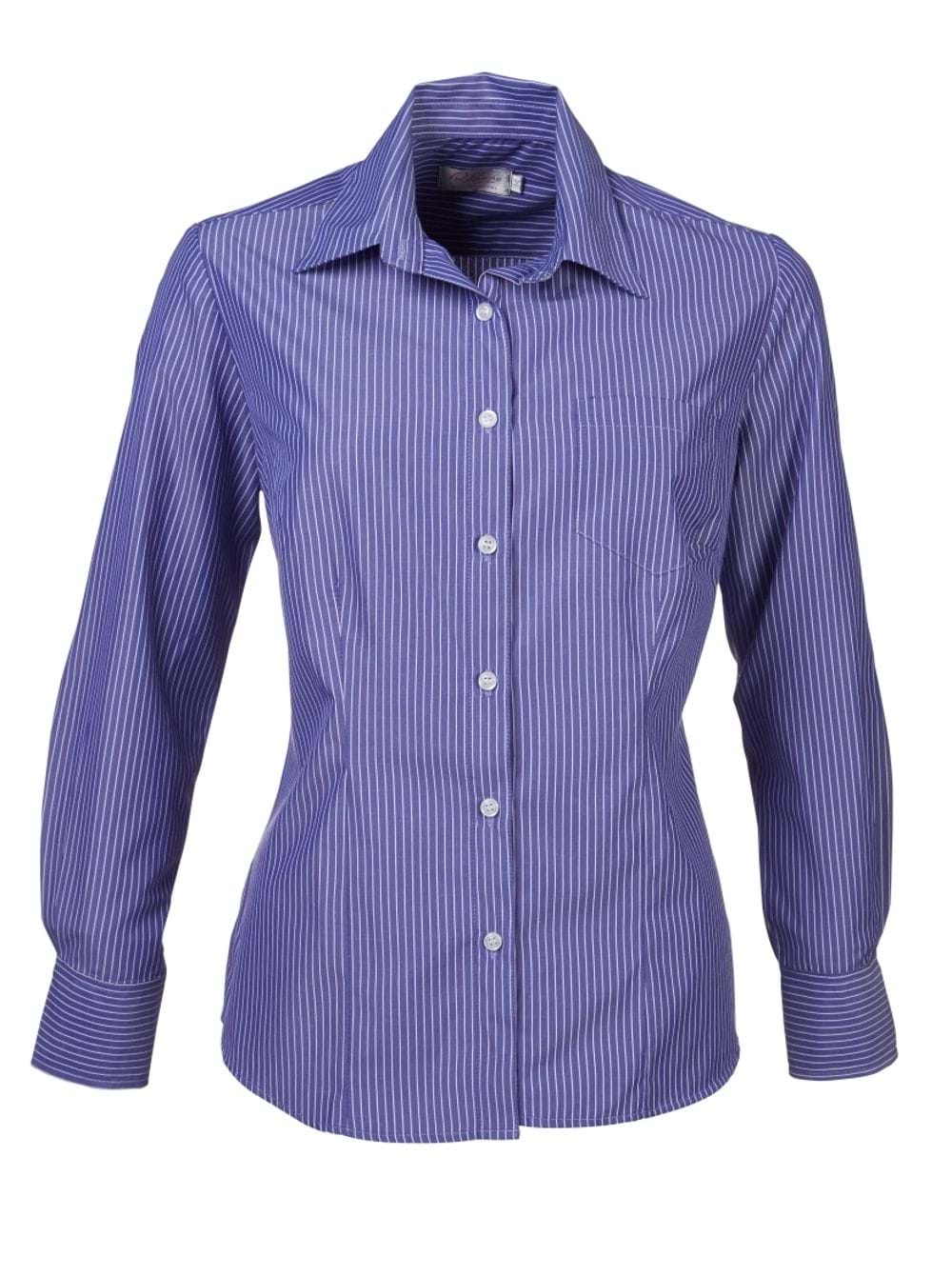 Wendy K203 L/S Blouse - Blue/White