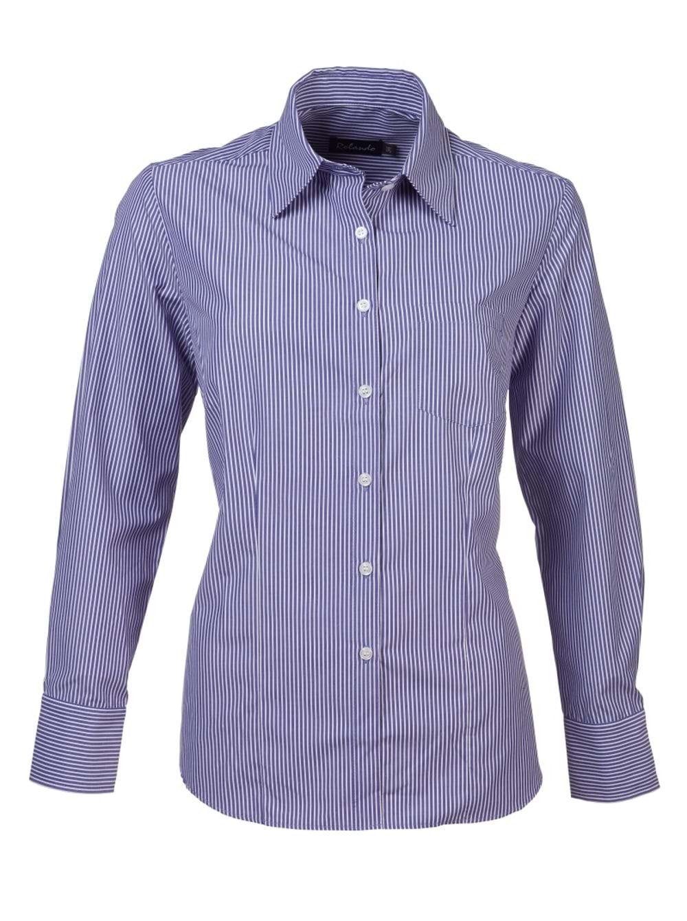 Wendy K204 L/S Blouse - Blue/White