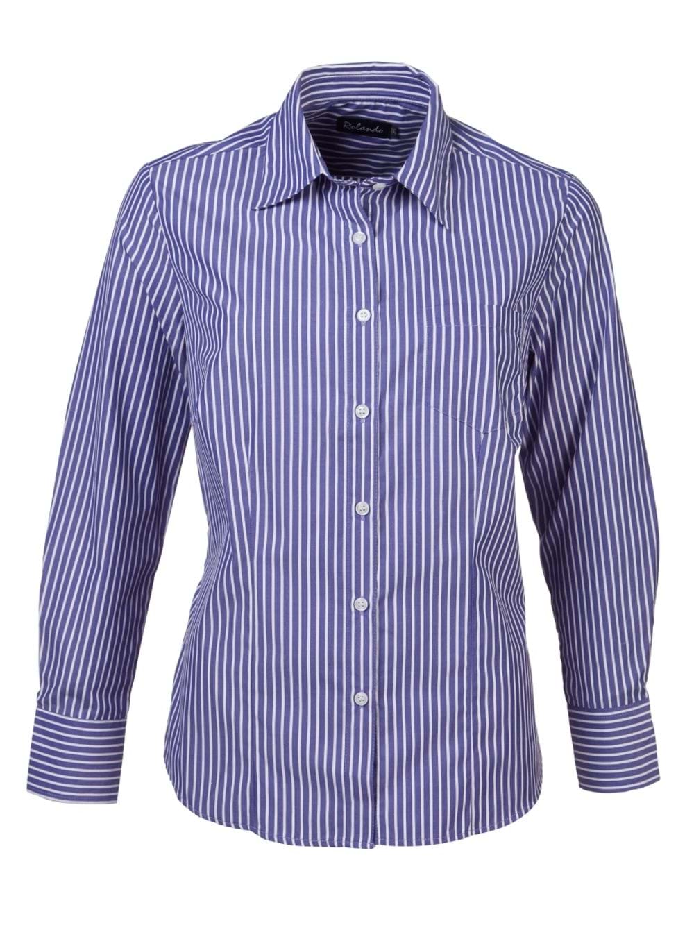 Wendy K205 L/S Blouse - Blue/White