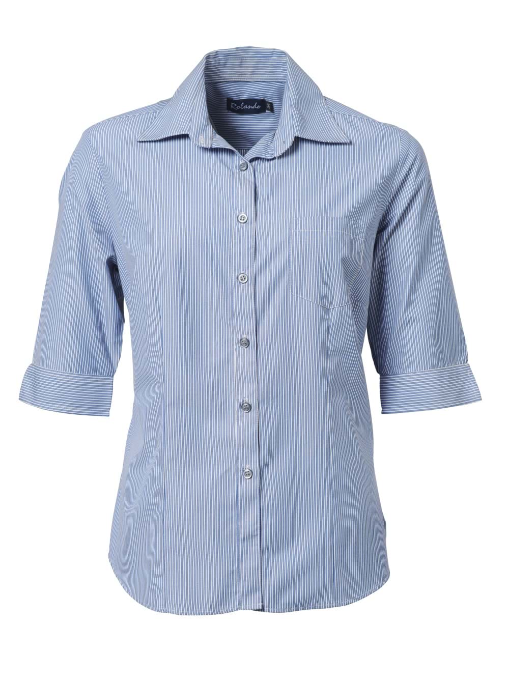 Wendy K124 3/4 Blouse - Blue/White
