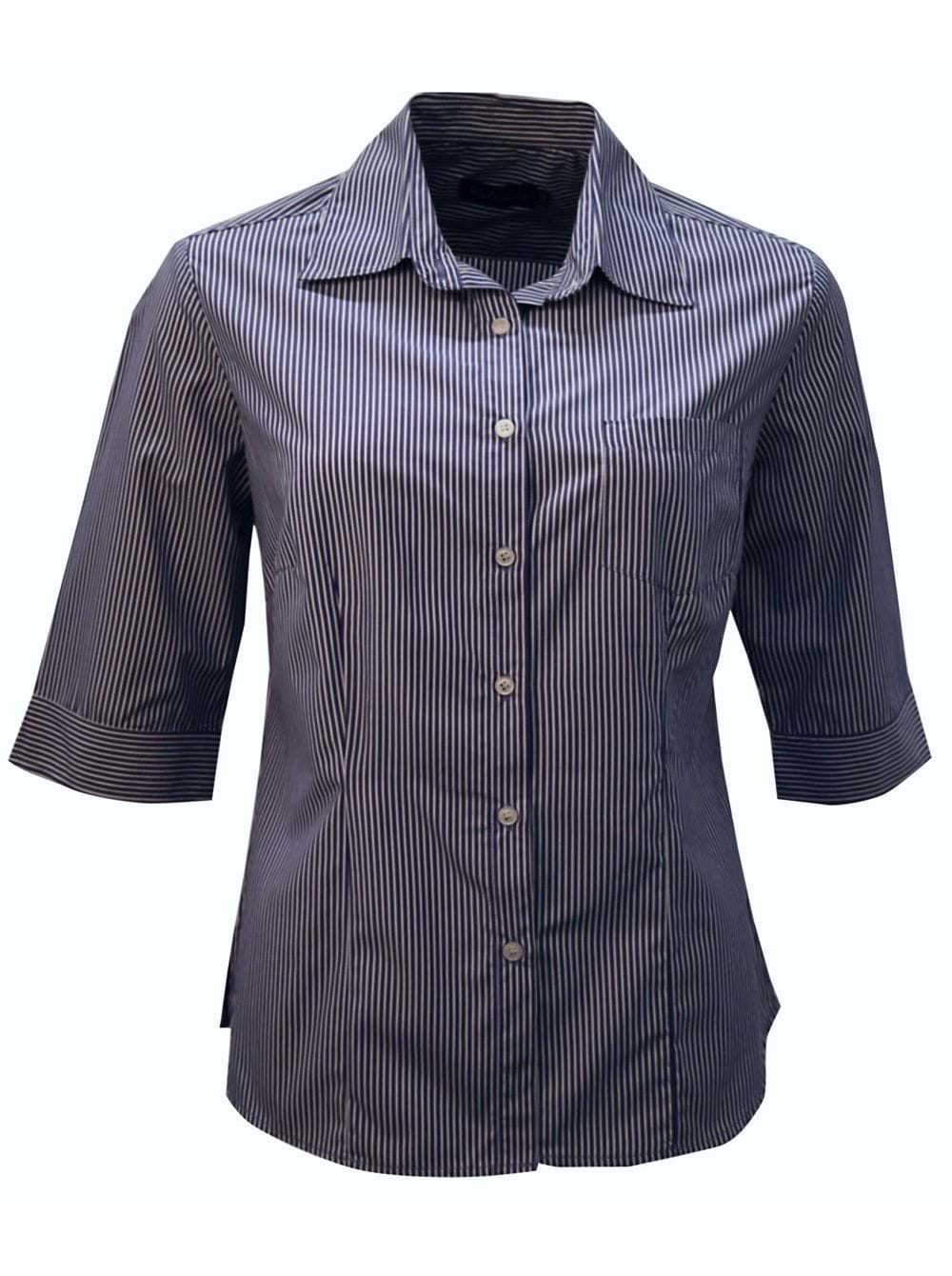 Wendy K204 3/4 Blouse - Blue/White