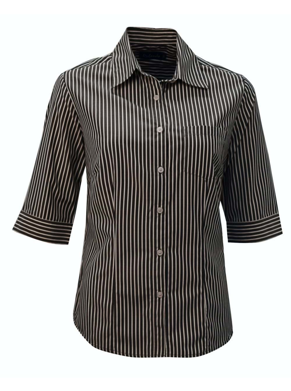 Wendy K205 3/4 Blouse - Charcoal/White