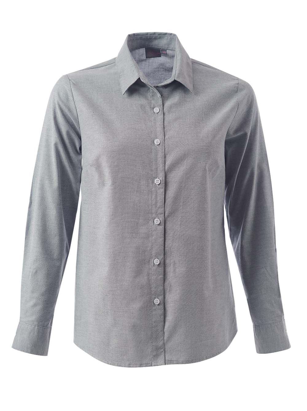 Ladies Tate Oxford K373 L/S Blouse -Grey